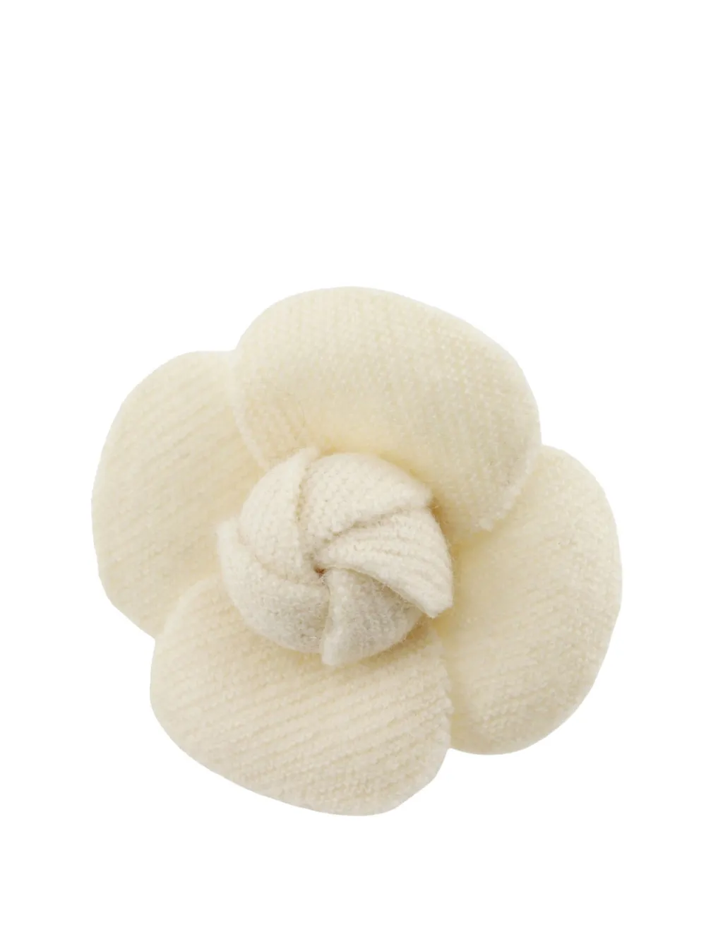 CHANEL Pre-Owned 1970-1980 Wool Camellia Brooch costume brooch - Bianco