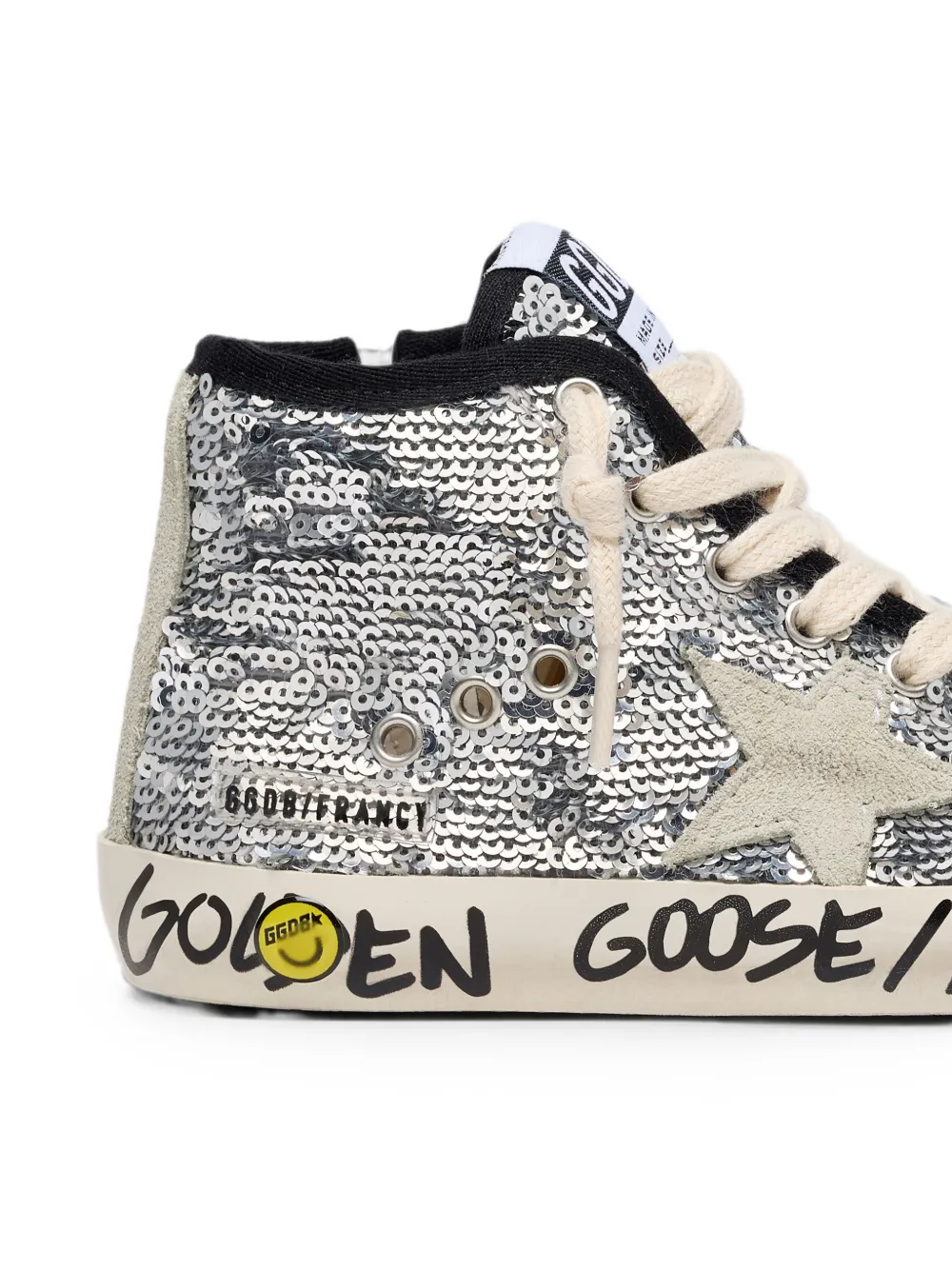 Golden Goose Kids Francy paillettes upper toe and tongue suede star and list rubber penstar Zilver