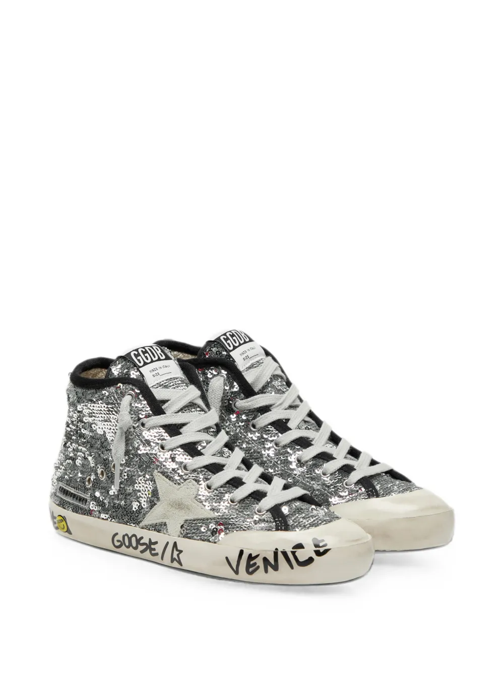 Golden Goose Kids Francy paillettes upper toe and tongue suede star and list rubber penstar Zilver