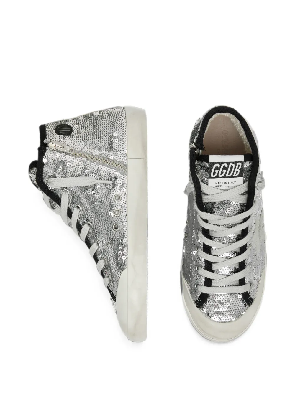 Golden Goose Kids Francy paillettes upper toe and tongue suede star and list rubber penstar Zilver