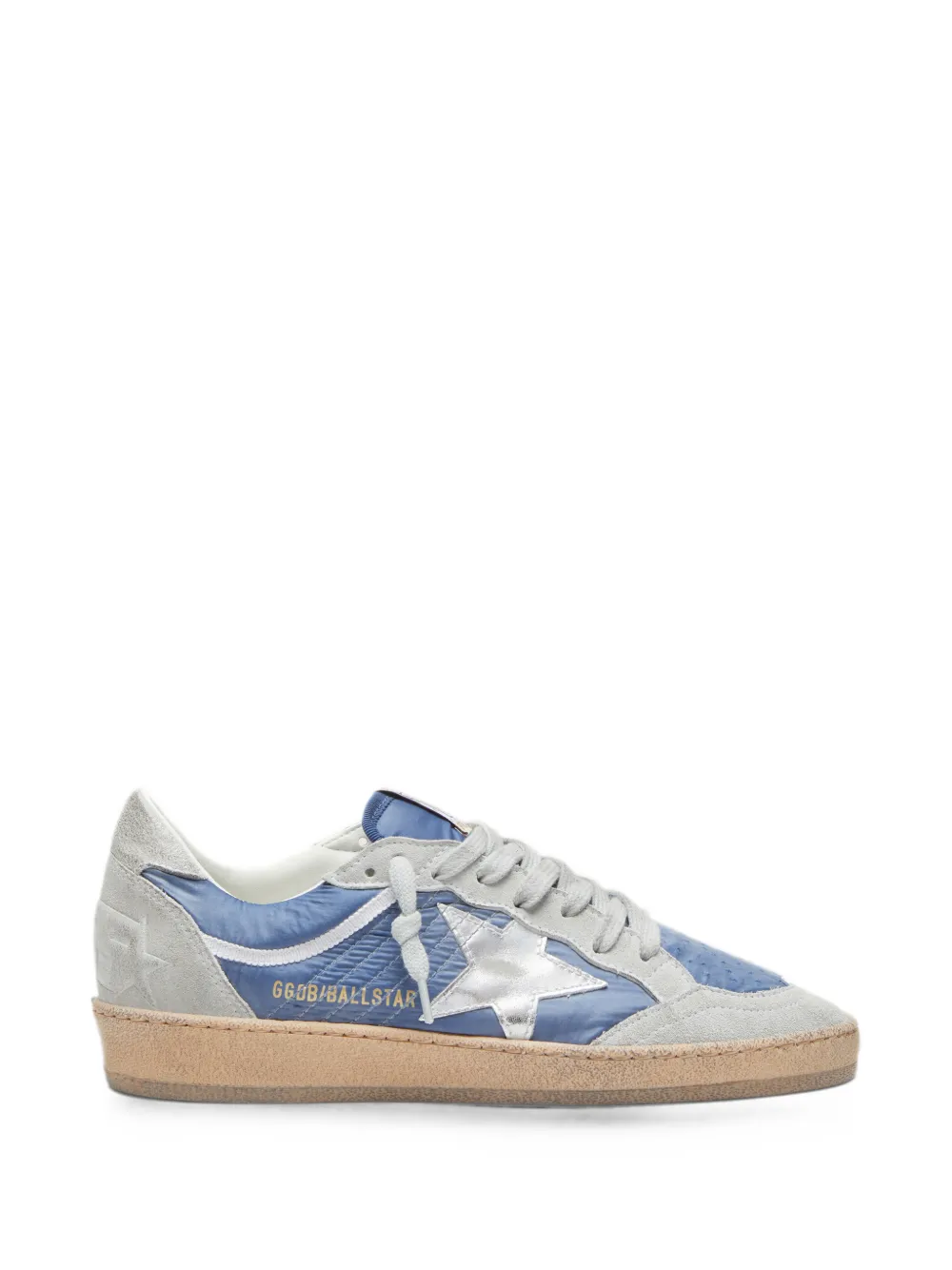 Golden Goose Ball Star nylon sneakers met suède inzetstukken en metallic zilveren leren ster Blauw