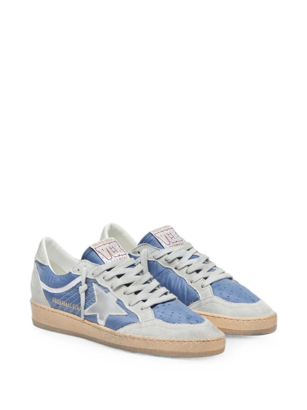 Golden Goose Ball Star nylon sneakers met suède inzetstukken en metallic zilveren leren ster Blauw