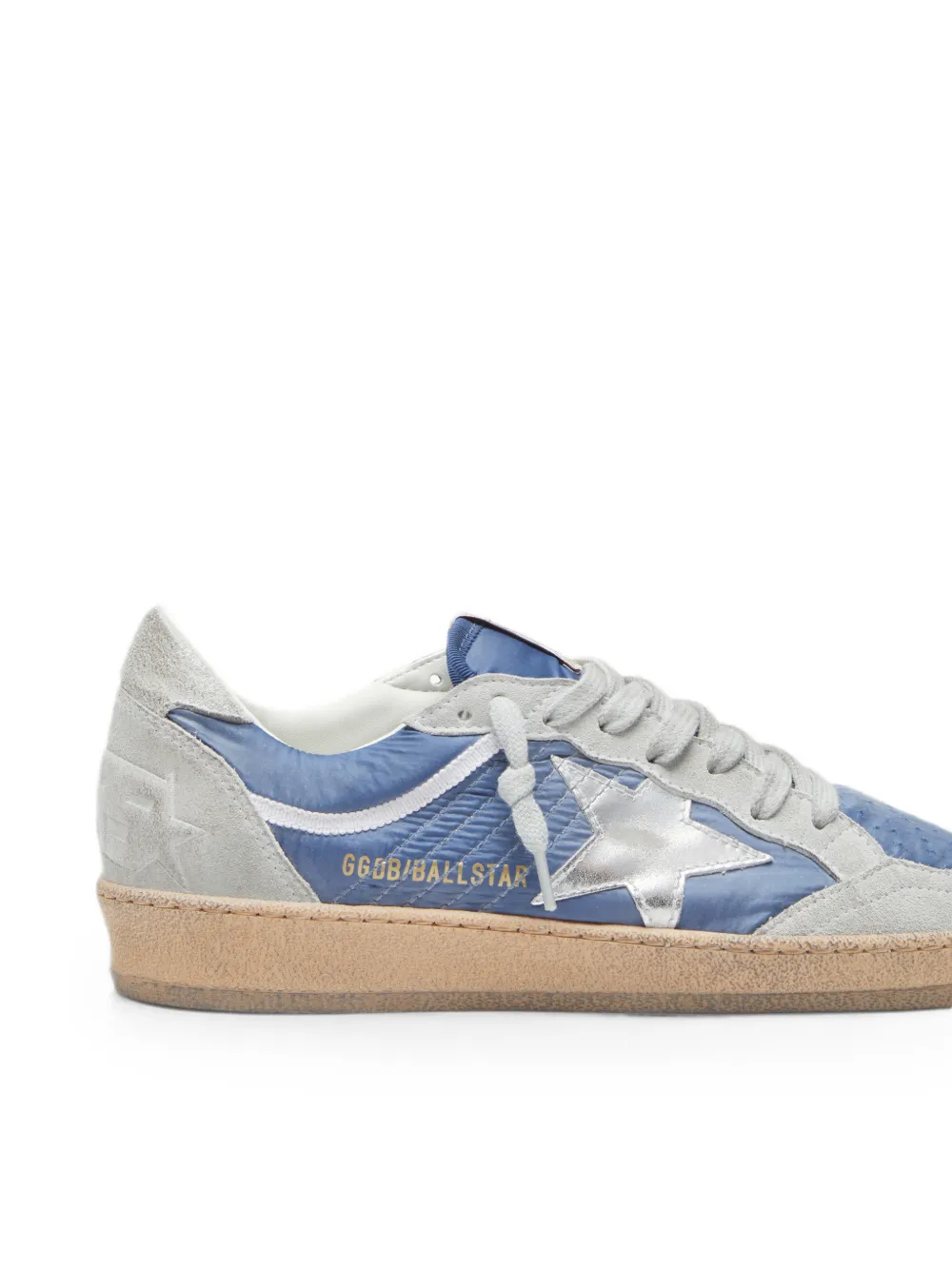 Golden Goose Ball Star nylon sneakers met suède inzetstukken en metallic zilveren leren ster Blauw