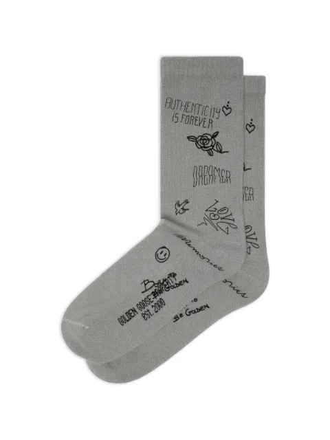 Golden Goose Socks high rib/doodles print