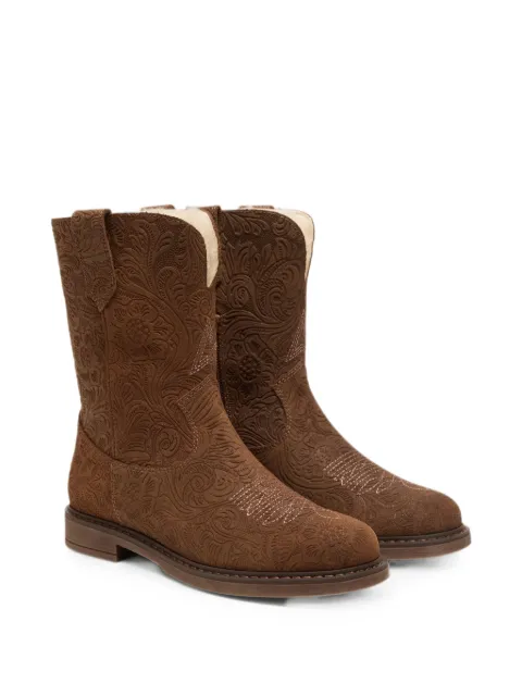 Golden Goose Kids botas Wish Star de ante con flores en relieve