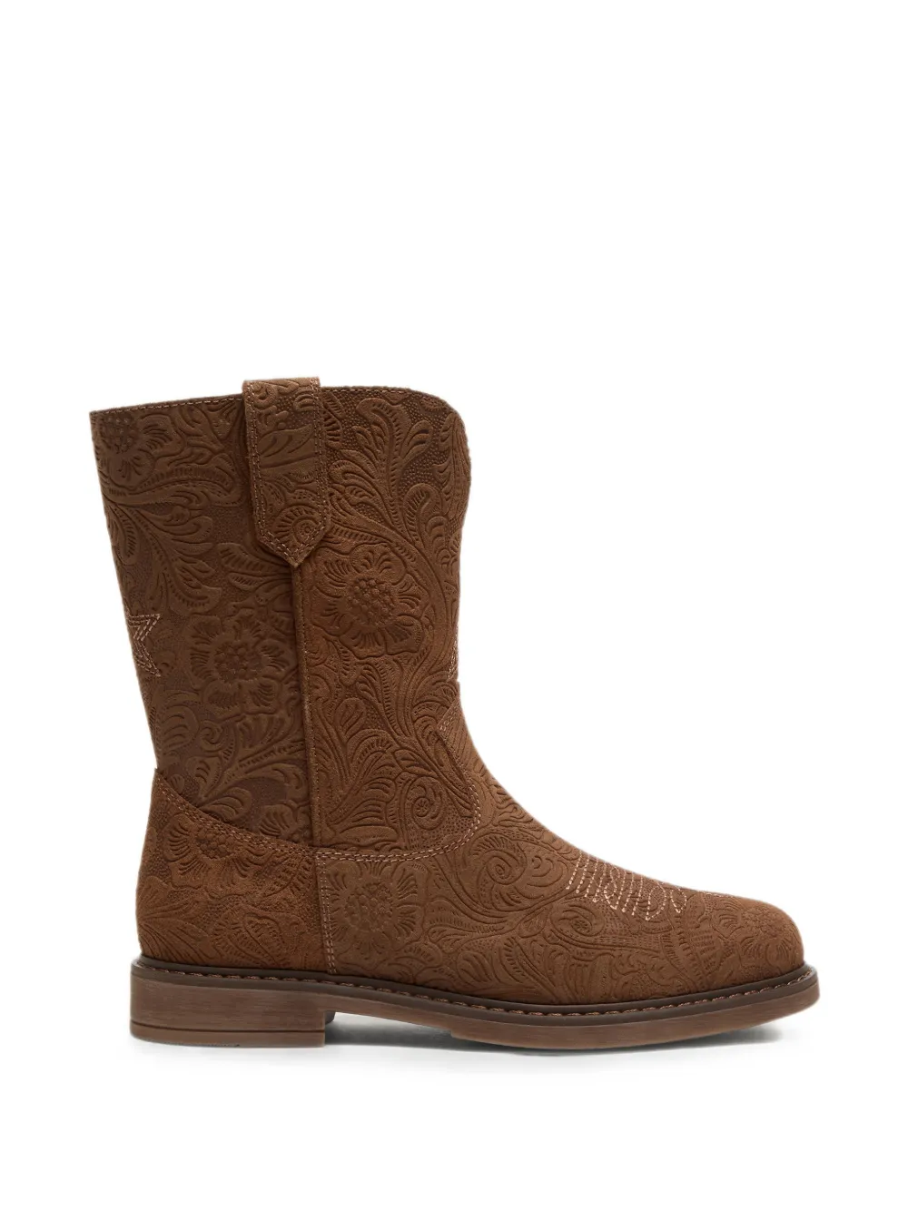 Golden Goose Kids Wish Star suede with flowers embossed boots Bruin