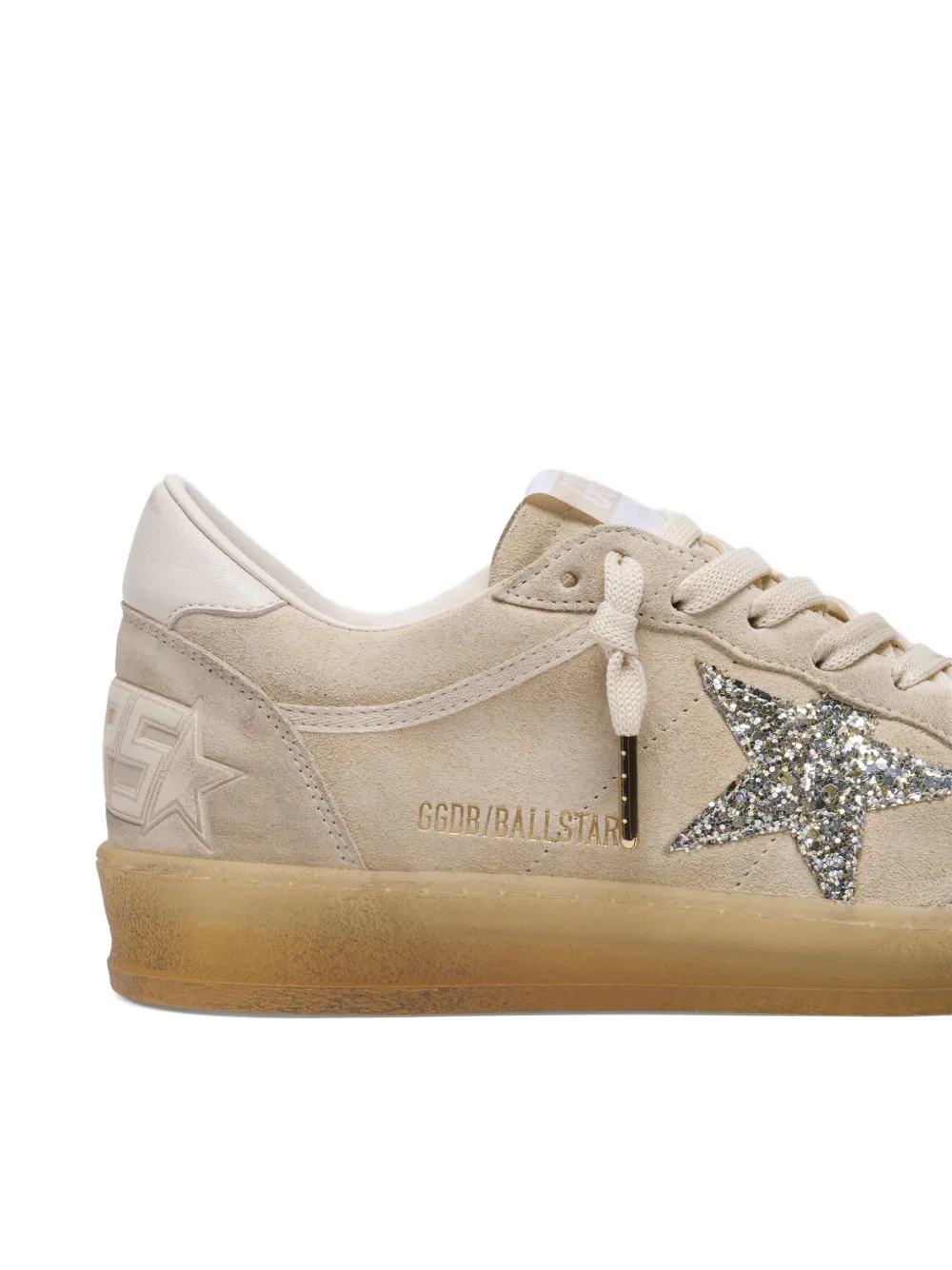 Golden Goose Ball Star sneakers in parelkleurig suède met zilveren glitterster Beige