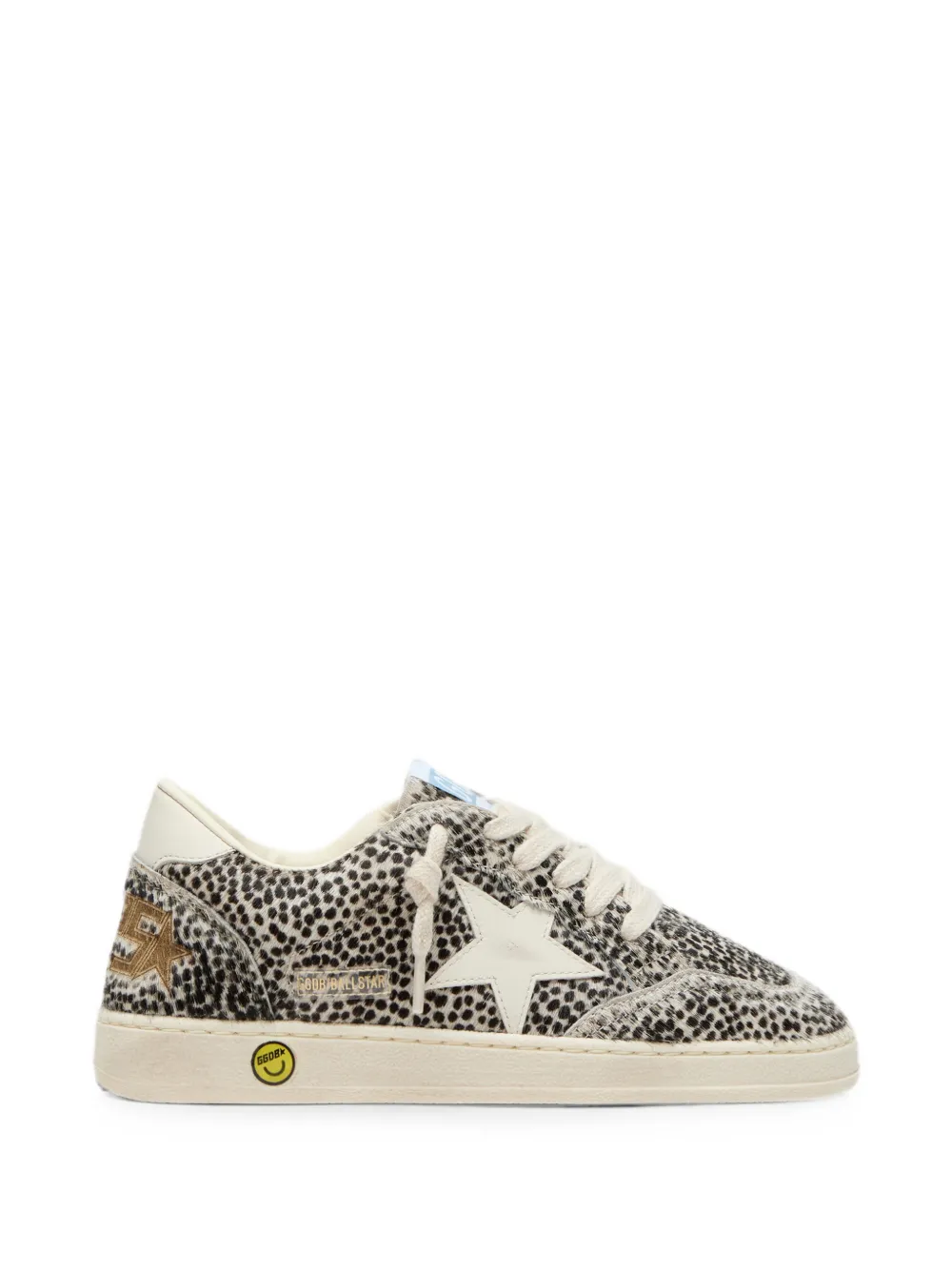 Golden Goose Kids Stella Ball in pelle di pony leopardata bianca e nera con stella in pelle - Toni neutri
