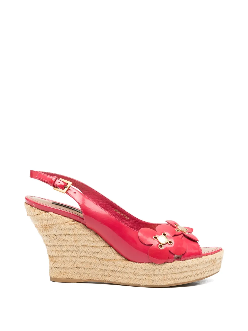 Louis Vuitton Pre-Owned 2010s floral-appliqué wedge espadrilles - Rot