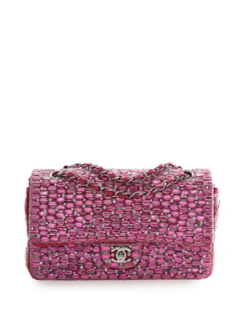 CHANEL Pre-Owned 2016-2017 Medium Classic Satin Pearl Beaded Double Flap shoulder bag