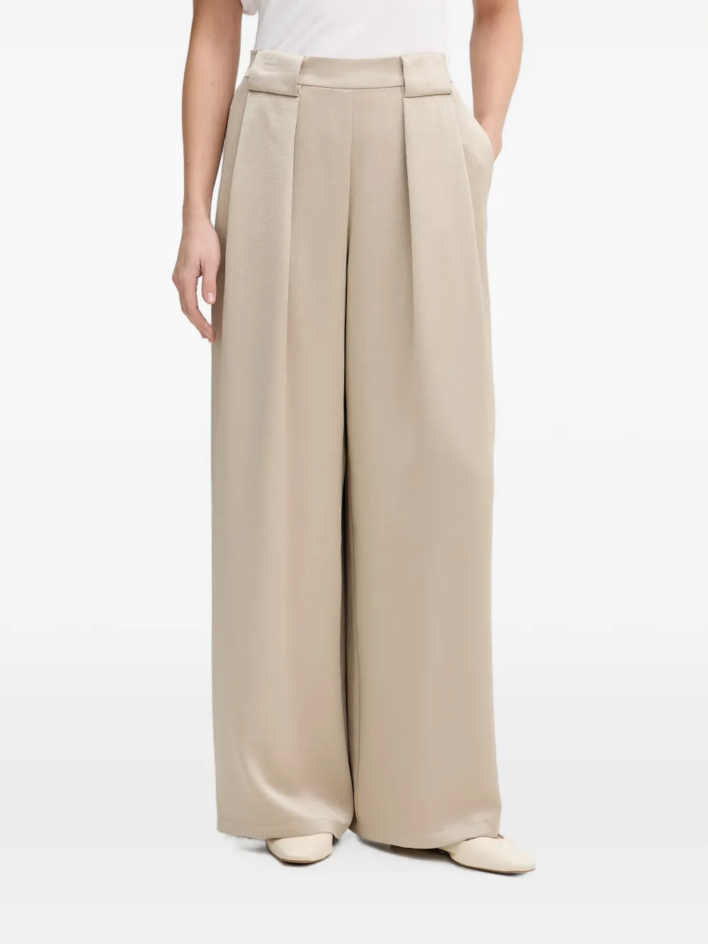 DKNY pleated wide-leg palazzo pants - Toni neutri