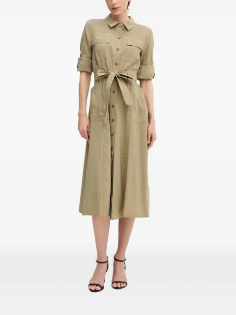 DKNY vestido midi con cinturón y botones