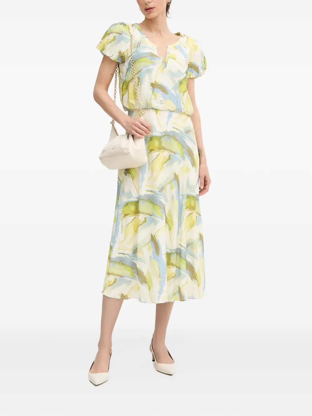 DKNY Midi-jurk met pofmouwen Wit