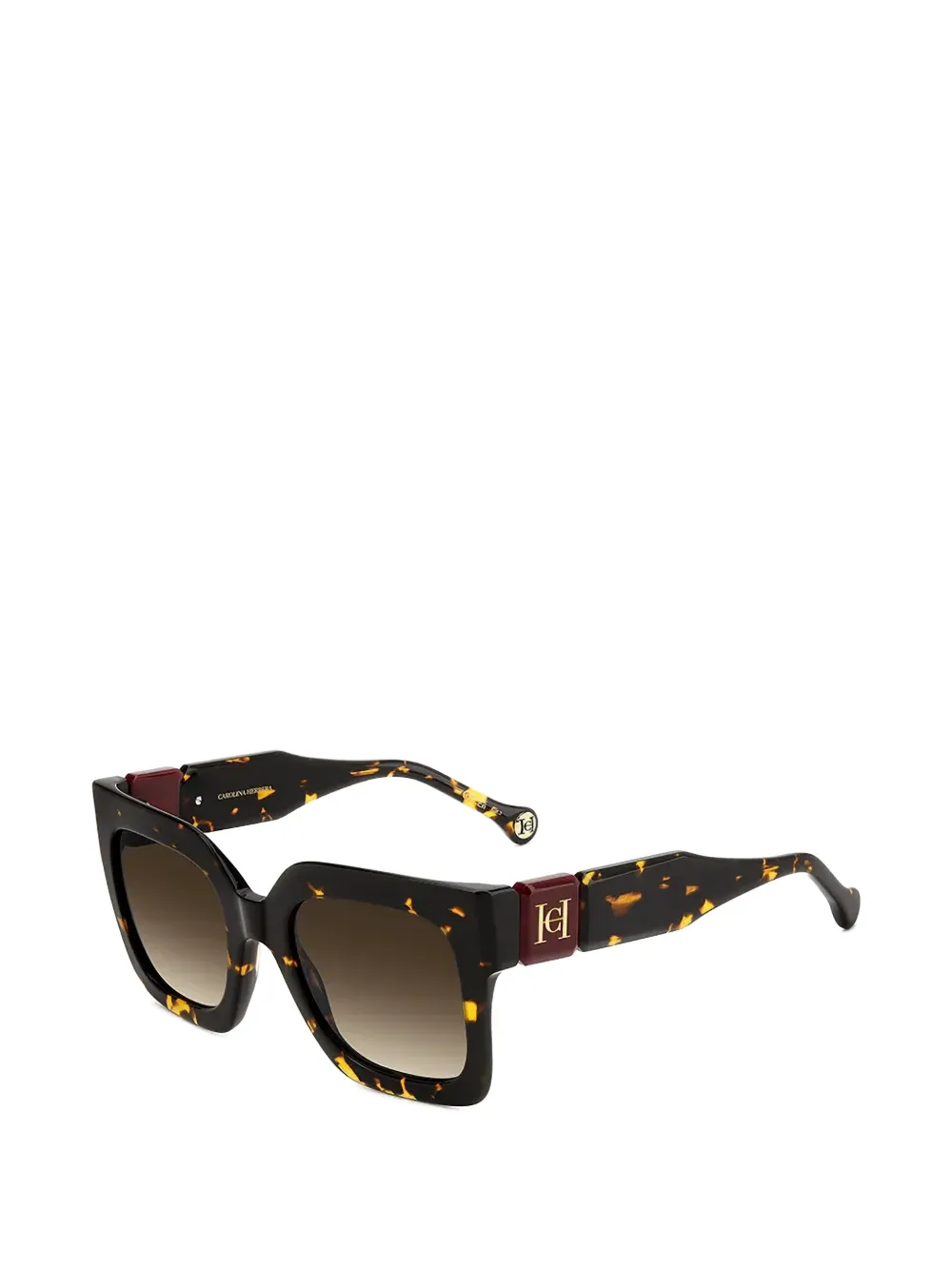 Carolina Herrera Zonnebril met vierkant montuur en schildpadschild design Bruin
