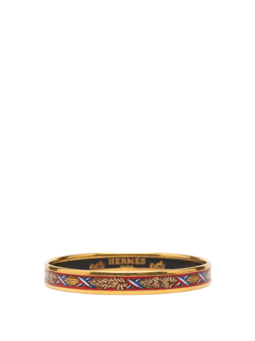 Hermès Pre-Owned 20th Century Narrow Liberte Egalite Fraternite Enamel Bangle 65 costume bracelet - Rosso