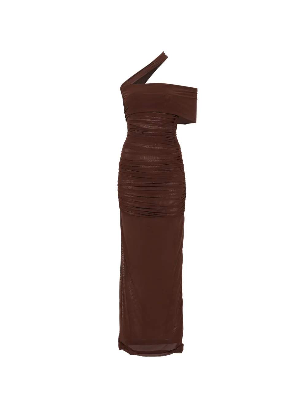Amen asymmetric-neck maxi dress - Marrone