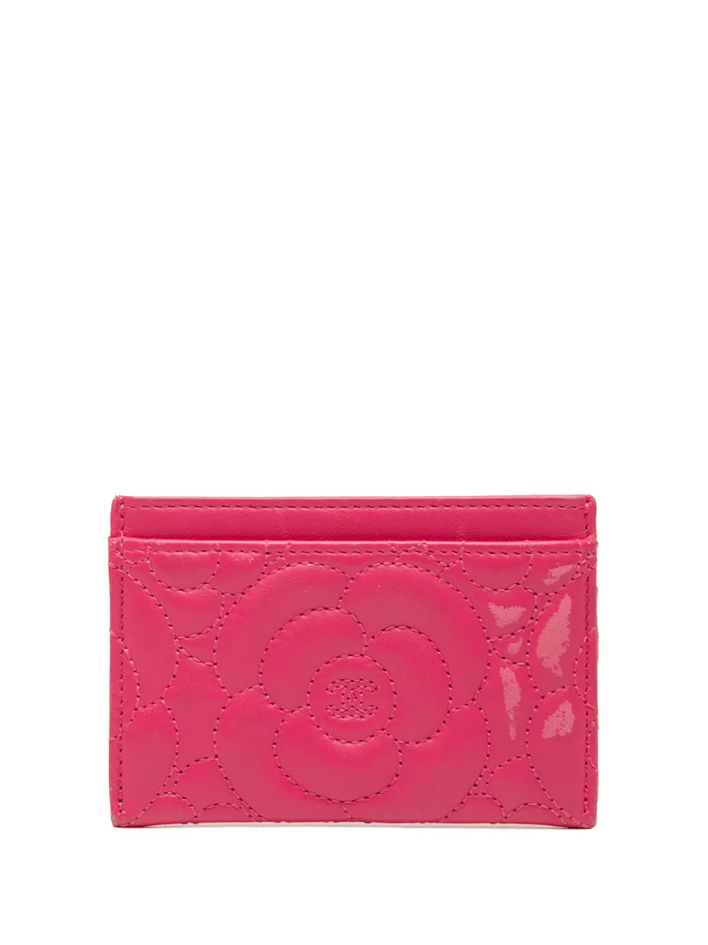 CHANEL Pre-Owned 2017-2018 Quilted Lambskin Camellia card holder - Rosa