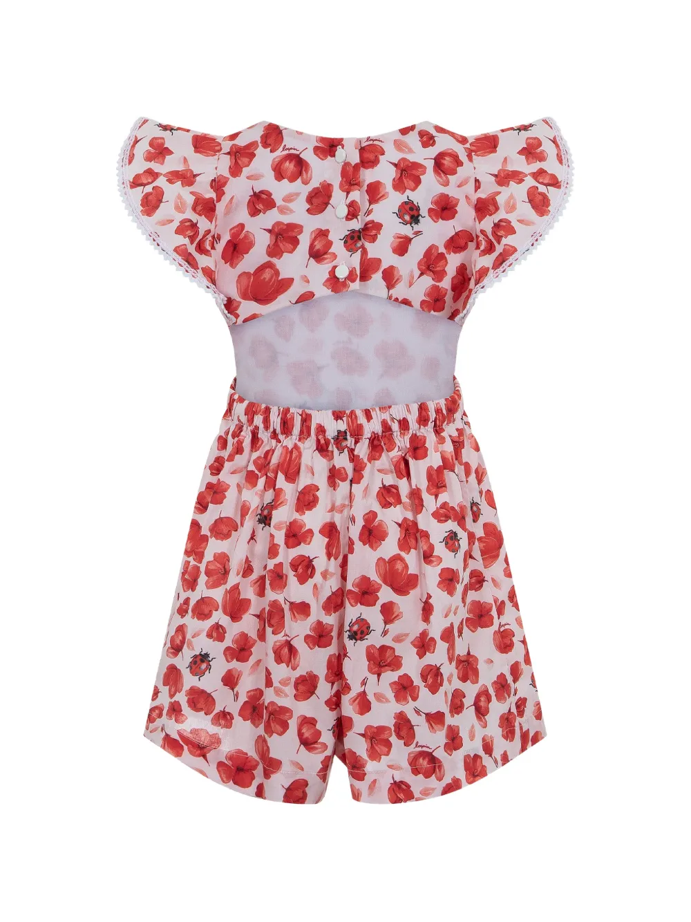 Lapin House Playsuit met bloemen-print en ruches Wit
