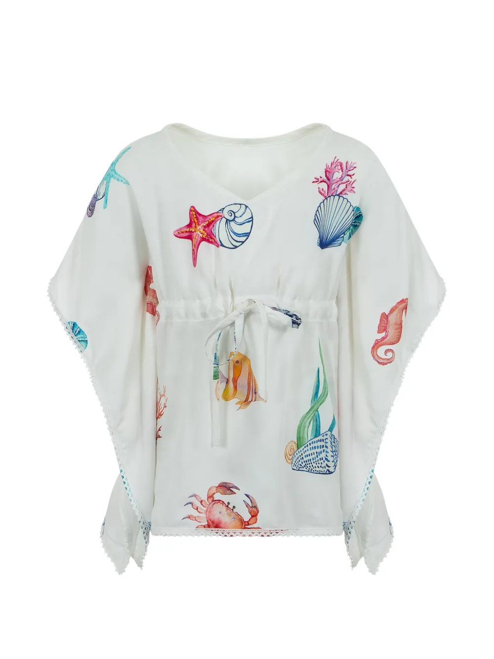 Lapin House drawstring sea life-print top - White