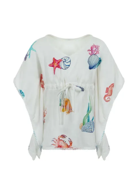 Lapin House drawstring sea life-print top