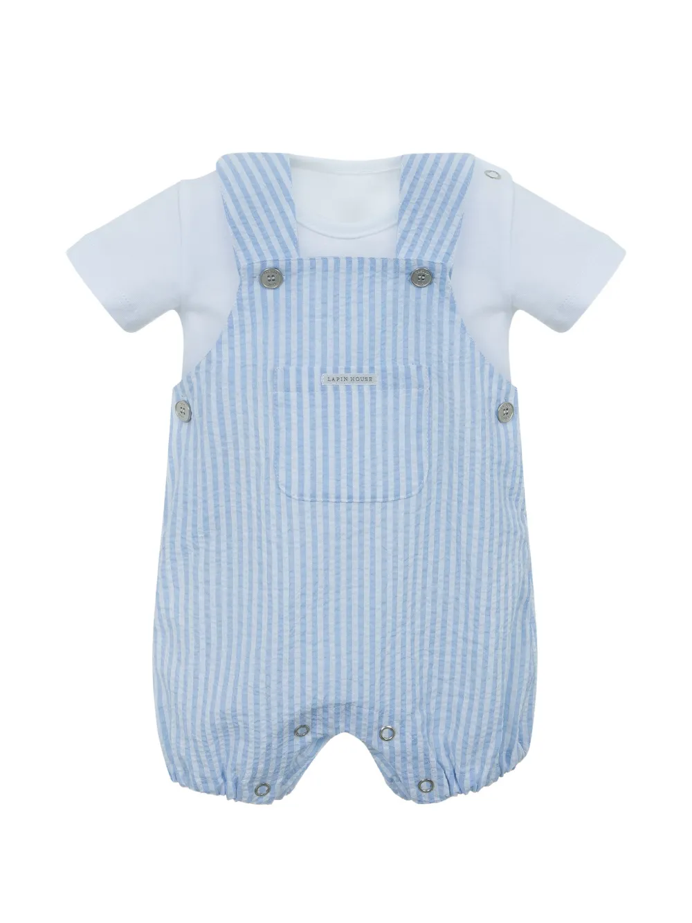 Lapin House striped dungaree shorts set - Bianco