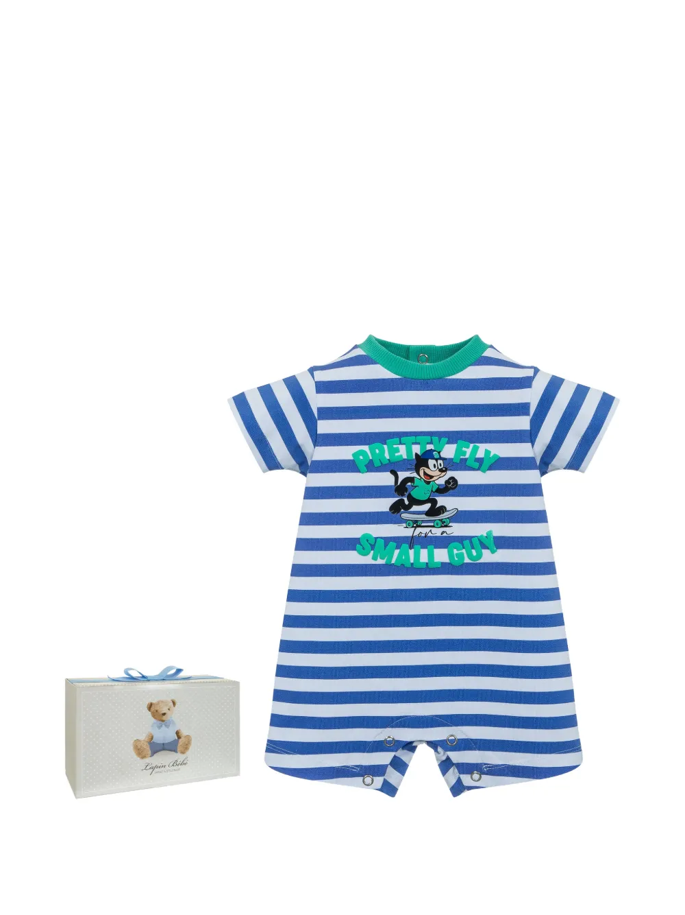 Lapin House Gestreepte romper met stripprint Blauw
