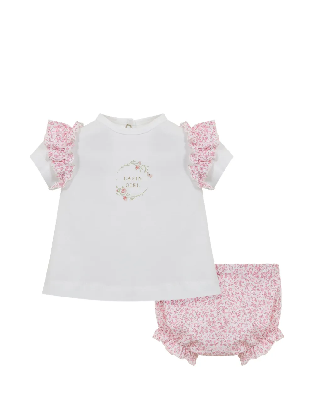 Lapin House Gerüschtes Oberteil-Set mit Print - Weiß