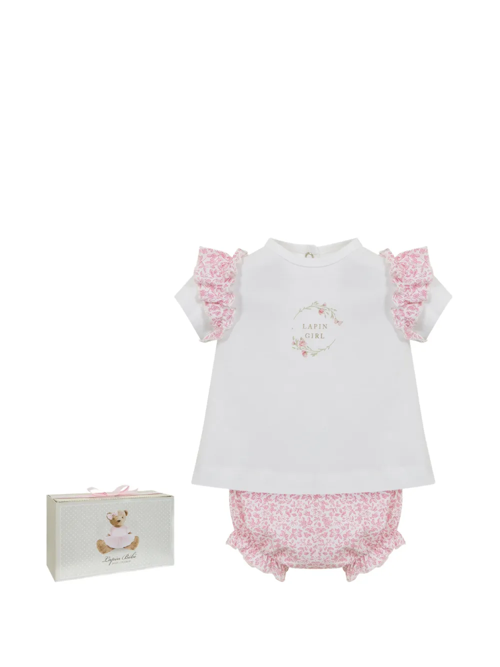 Lapin House Top met ruches en print Wit