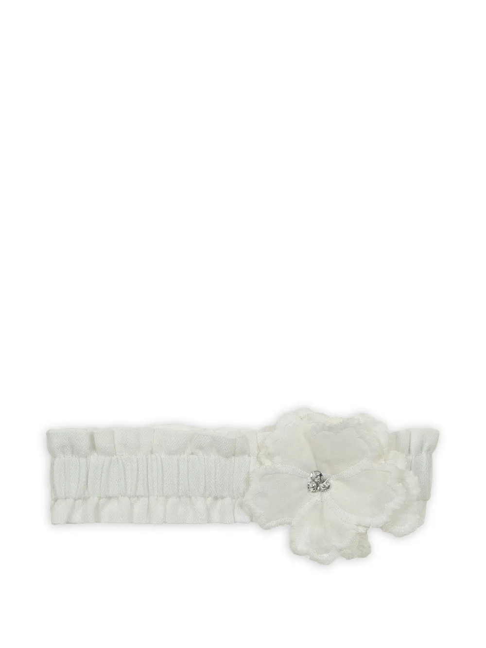 Lapin House flower-detail ribbon hairband - Bianco