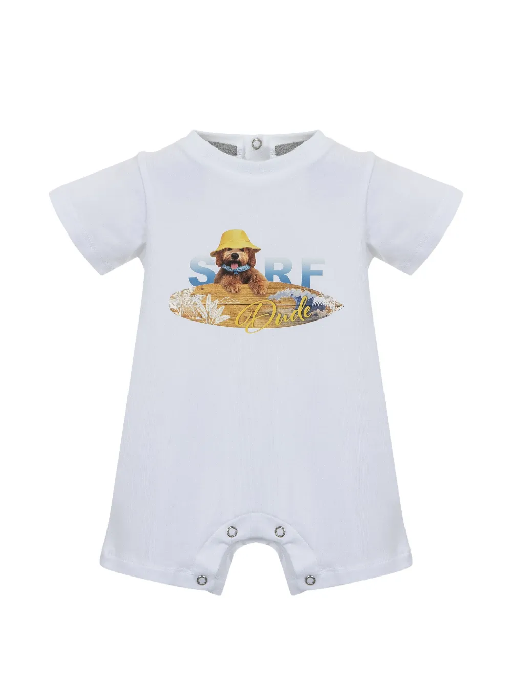 Lapin House surf-print rompers - Bianco