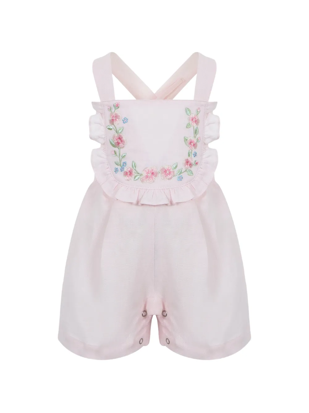 Lapin House ruffled floral dungarees - Rosa