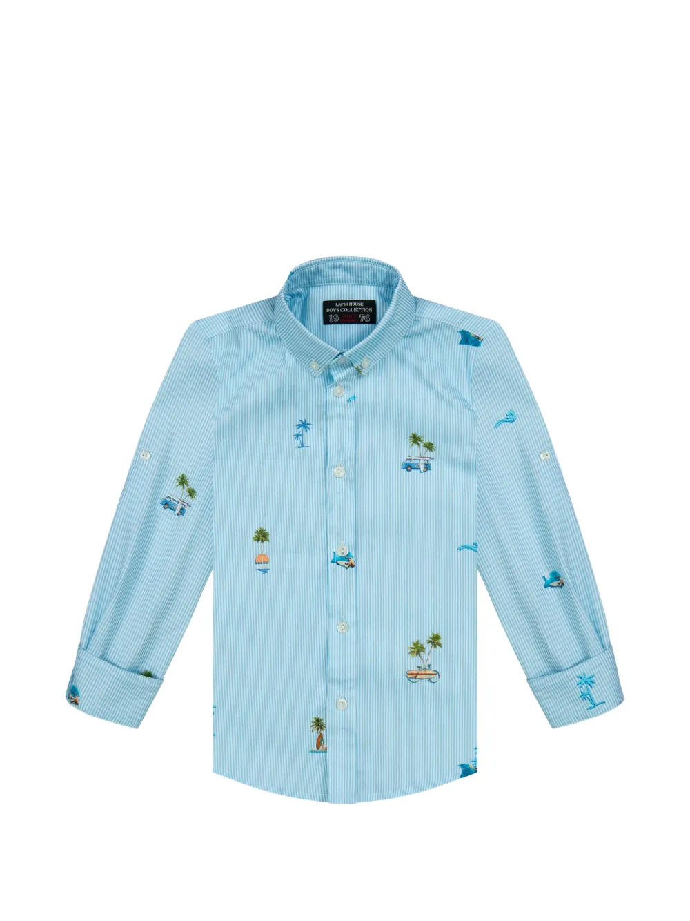 Lapin House striped embroidered shirt - Blu