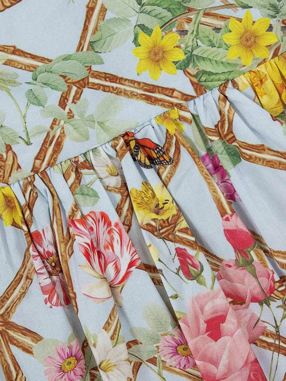 Lapin House Jurk met bloemen-patroon en ruches Blauw