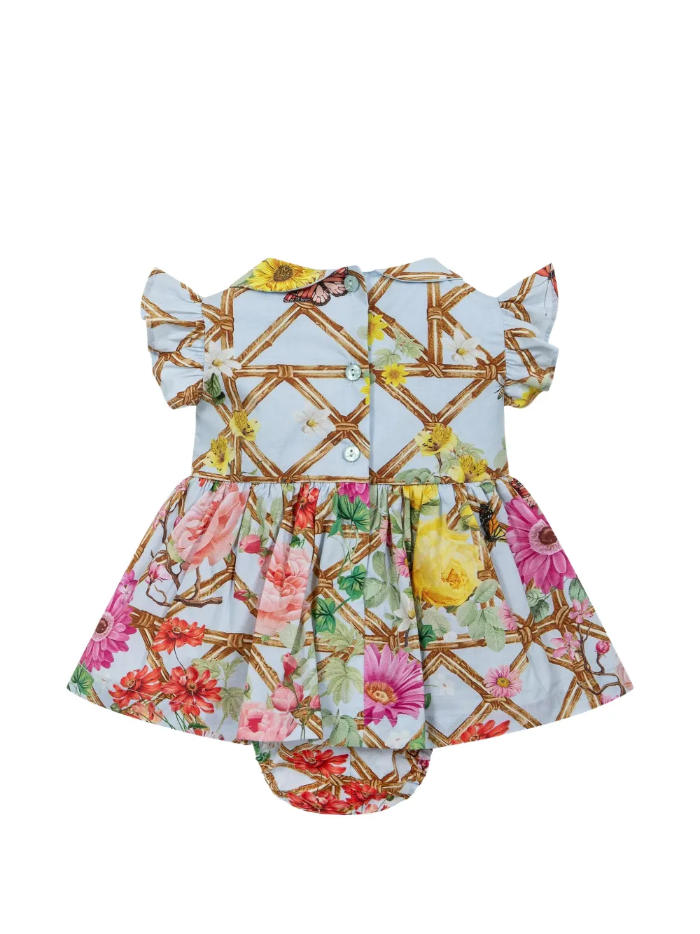 Lapin House Jurk met bloemen-patroon en ruches Blauw
