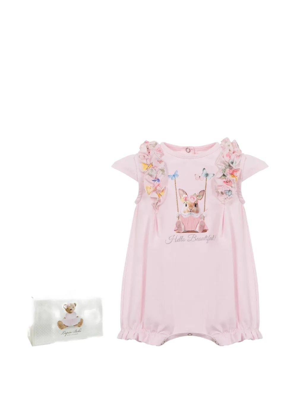 Lapin House Romper met bloemenprint en ruches Roze