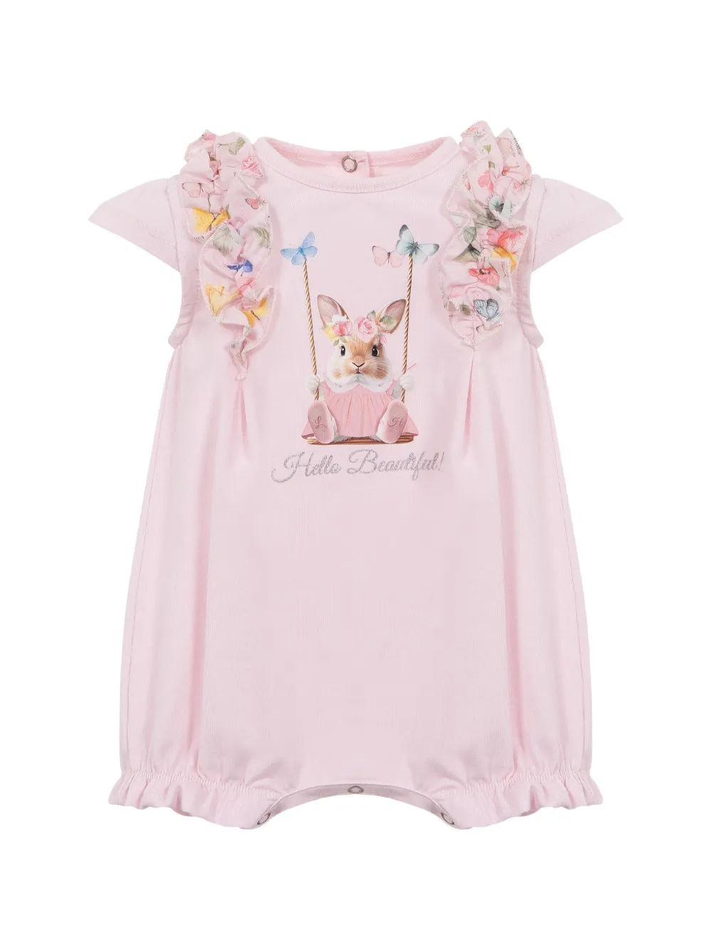 Lapin House ruffled floral-print rompers - Rosa