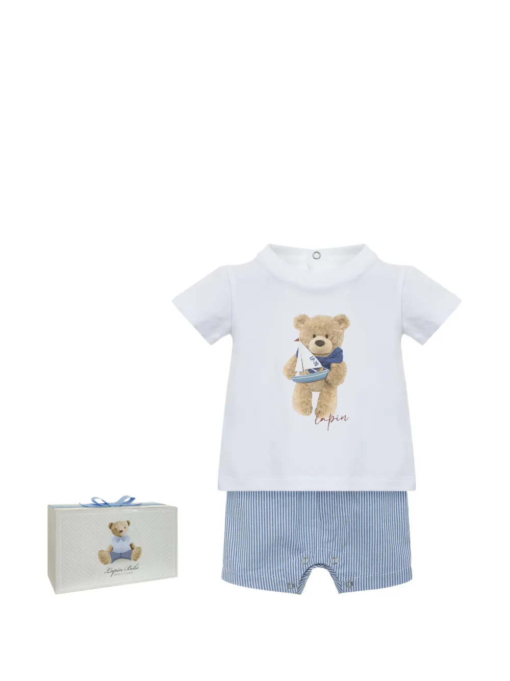 Lapin House Gestreepte shorts set Wit