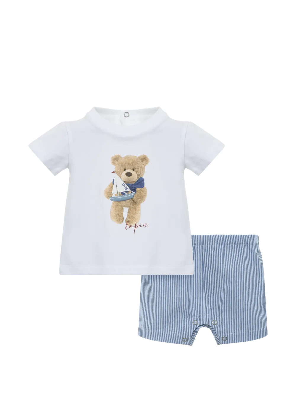 Lapin House striped shorts set - Bianco