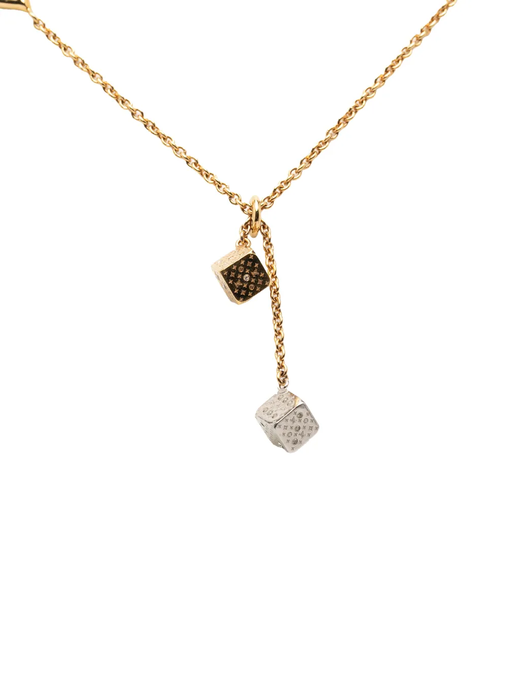Louis Vuitton Pre-Owned 2016 Gold Plated and Silver Plated Crystal Luckygram Game On Dice Pendant Necklace costume necklace - Oro