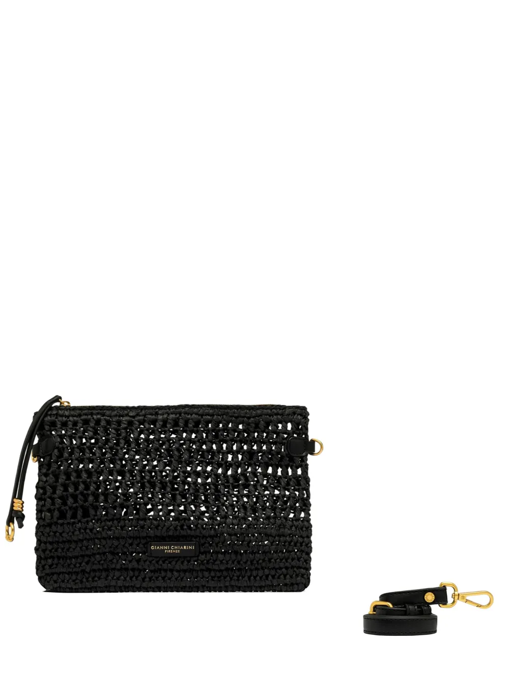 GIANNI CHIARINI small Nefeli crochet zip pouch bag - Nero