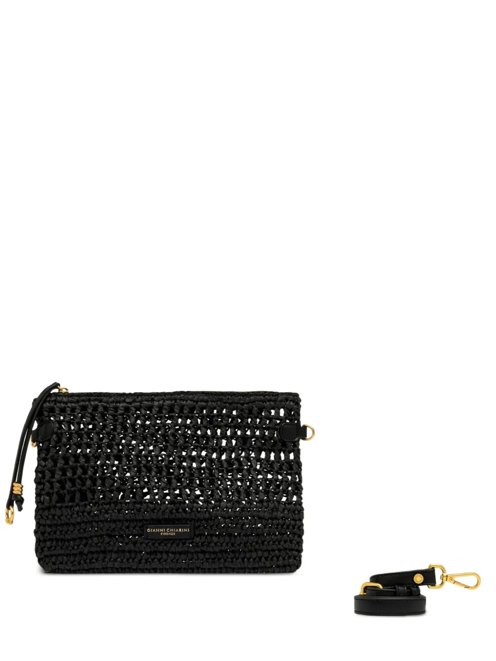 GIANNI CHIARINI small Nefeli crochet zip pouch bag - Nero