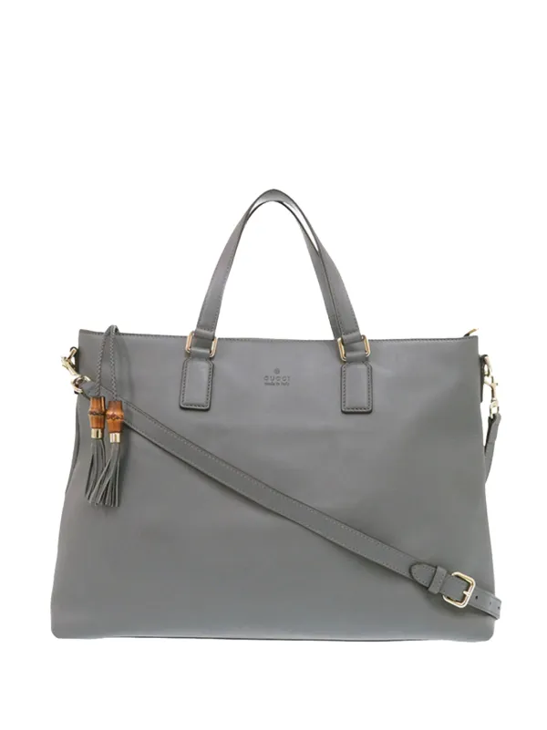 GUCCI ハンドバッグ レザー タッセル付き グレー Gucci Pre-Owned 2000-2015 レザー バンブー タッセル サッチェル