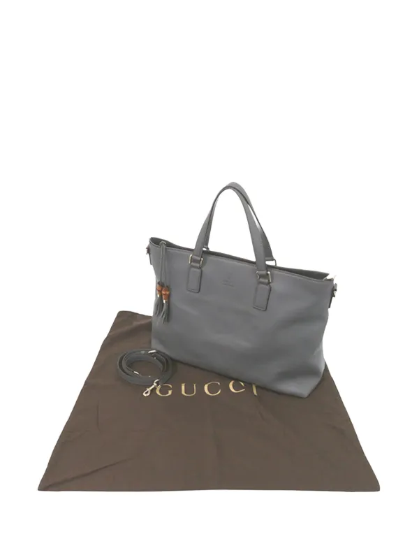GUCCI ハンドバッグ レザー タッセル付き グレー Gucci Pre-Owned 2000-2015 レザー バンブー タッセル サッチェル