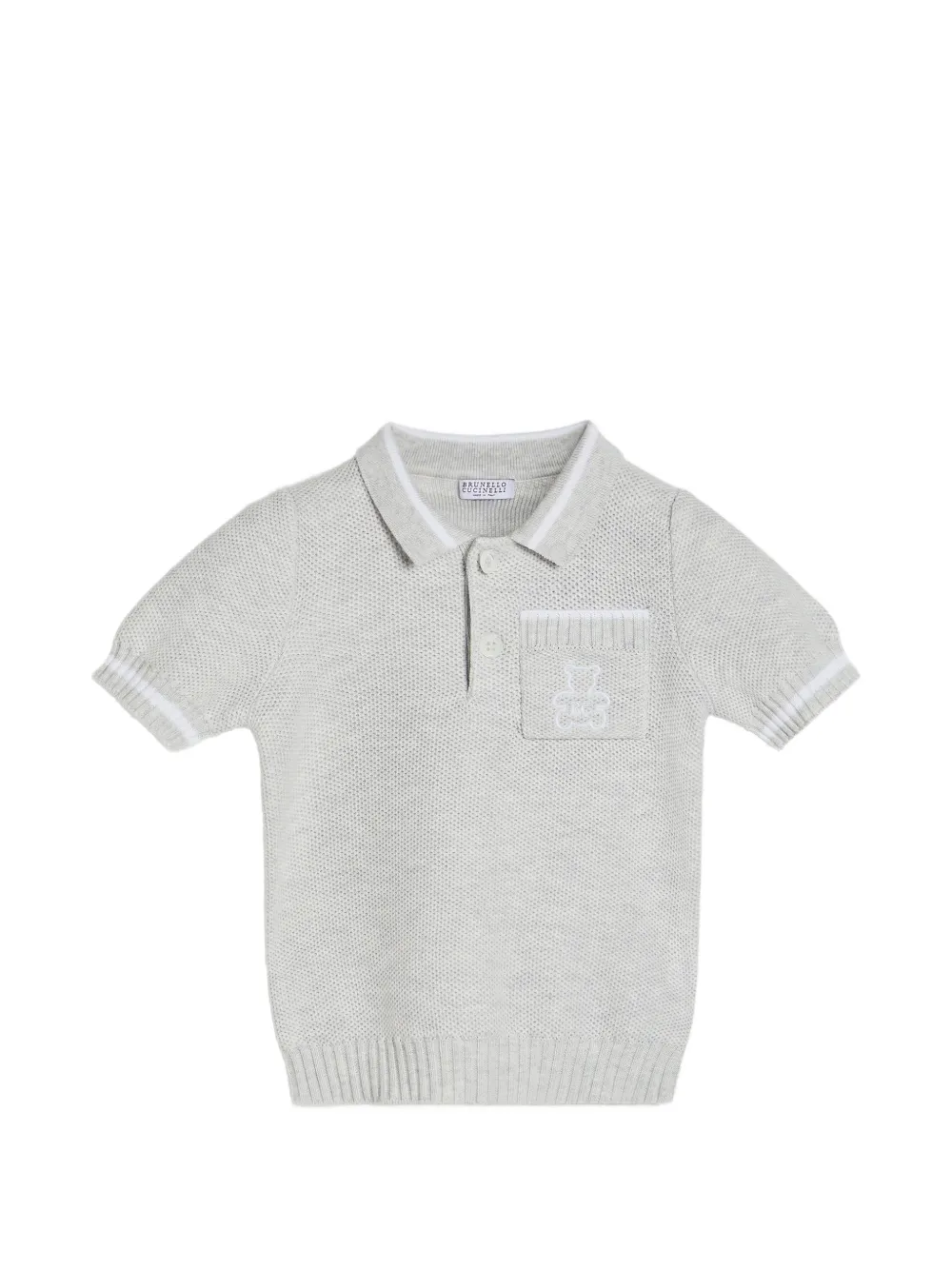 Brunello Cucinelli Kids cotton honeycomb stitch knit Baby Bernie polo shirt - Grigio