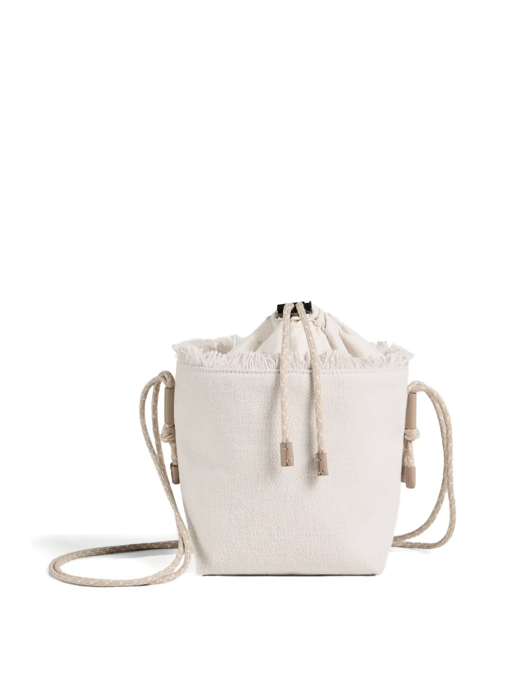 Brunello Cucinelli Kids canvas and techno cotton taffeta bucket bag - Toni neutri