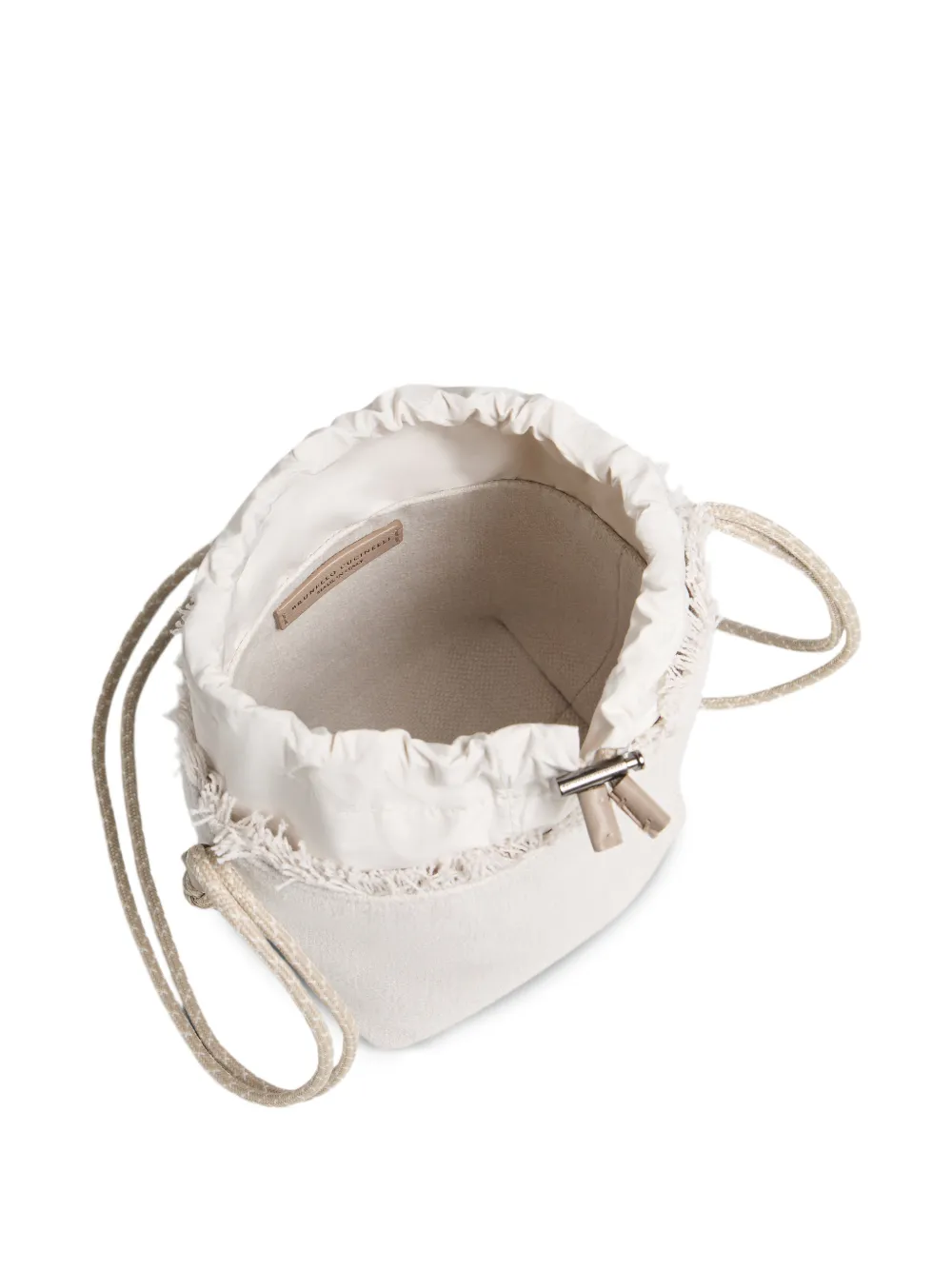 Brunello Cucinelli Kids Taffeta canvas and Techno katoenen bucket-tas Beige