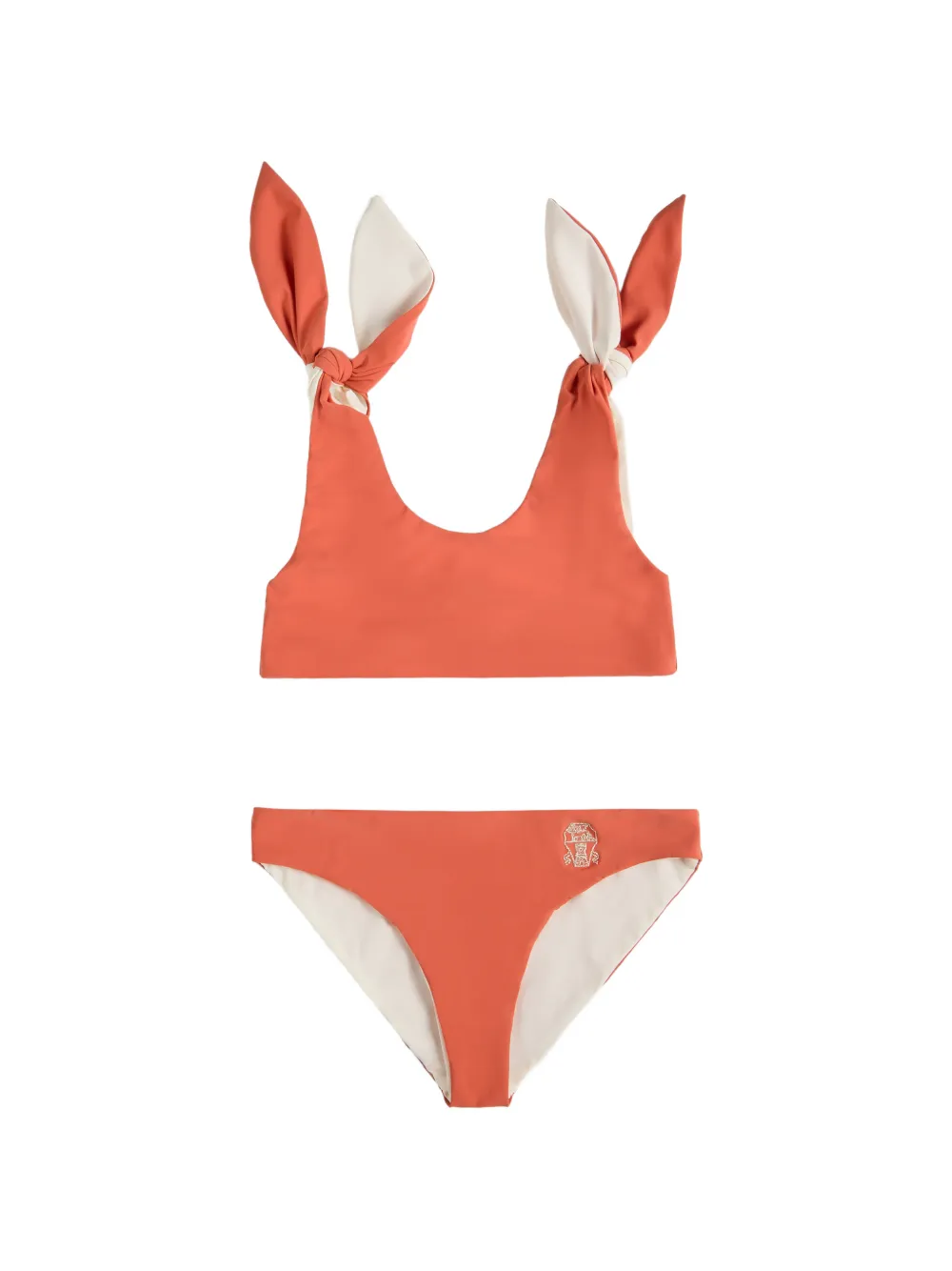 Brunello Cucinelli Kids Set bikini in jersey tecnico con logo - Arancione