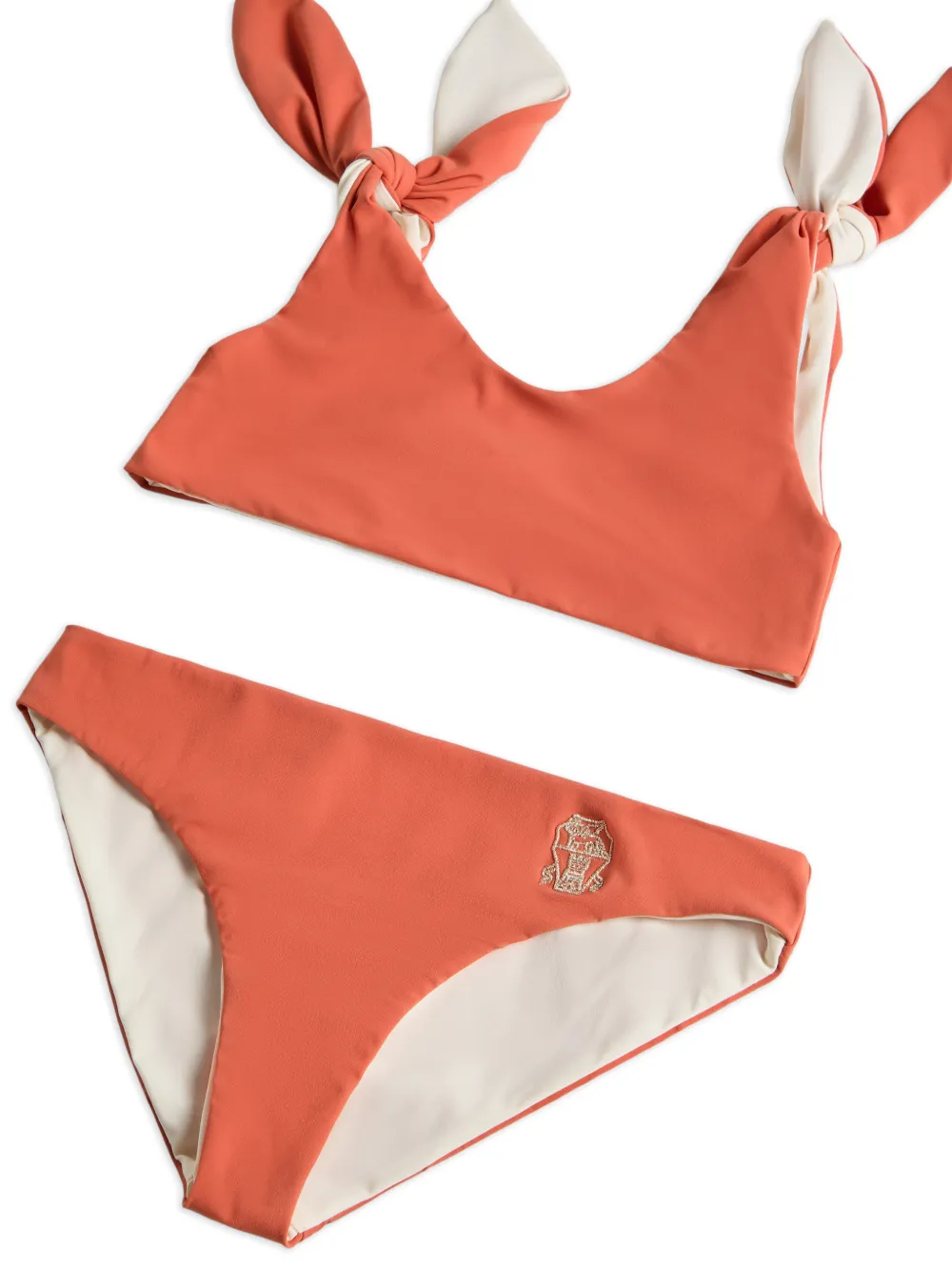 Brunello Cucinelli Kids Techno jersey bikini met logo Oranje
