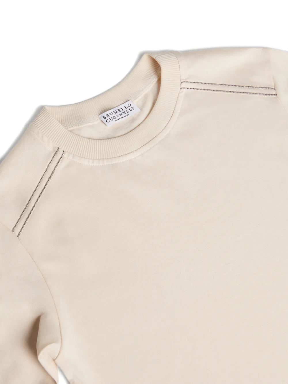 Brunello Cucinelli Kids Katoenen jersey T-shirt met lange mouwen Beige