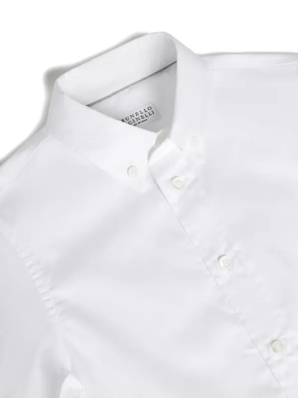Brunello Cucinelli Kids Cotton Twill Shirt | White | FARFETCH GE